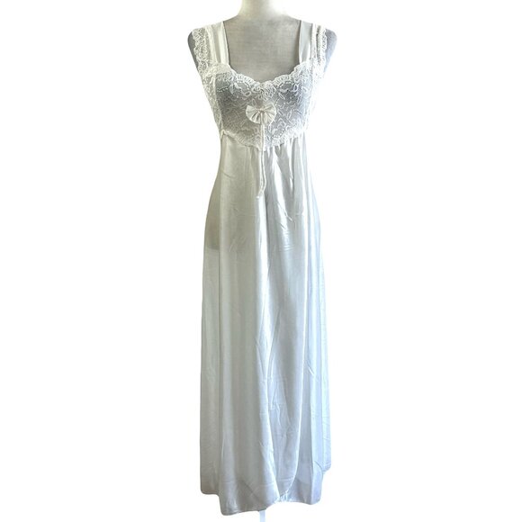 Hong Vintage 90s White/Cream Lace Maxi Lingerie Slip On Dress - Picture 1 of 8